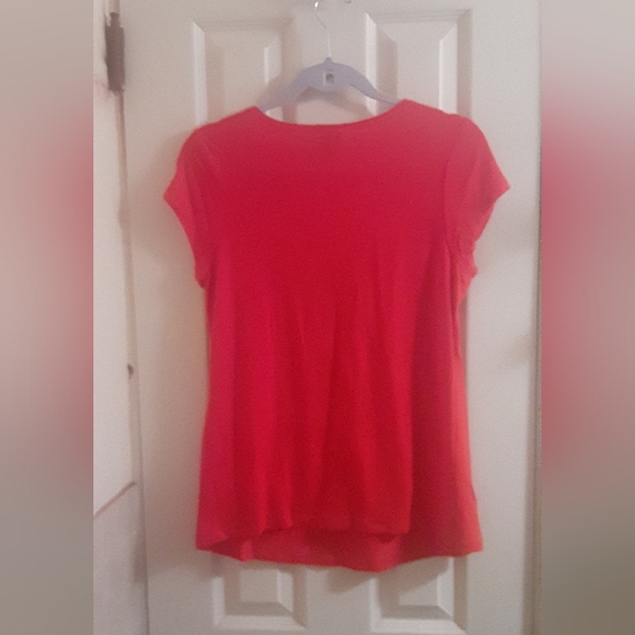 GAP Maternity Cap Sleeve V-Neck Top Front Keyhole Tie Accent Medium Rust Orange - Picture 7 of 7